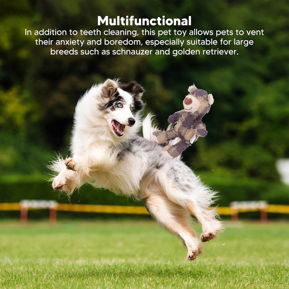 Puppy Squeaky Plush Toy Small Dog Chew Soft Bear Pet Companion - Brown-28cm