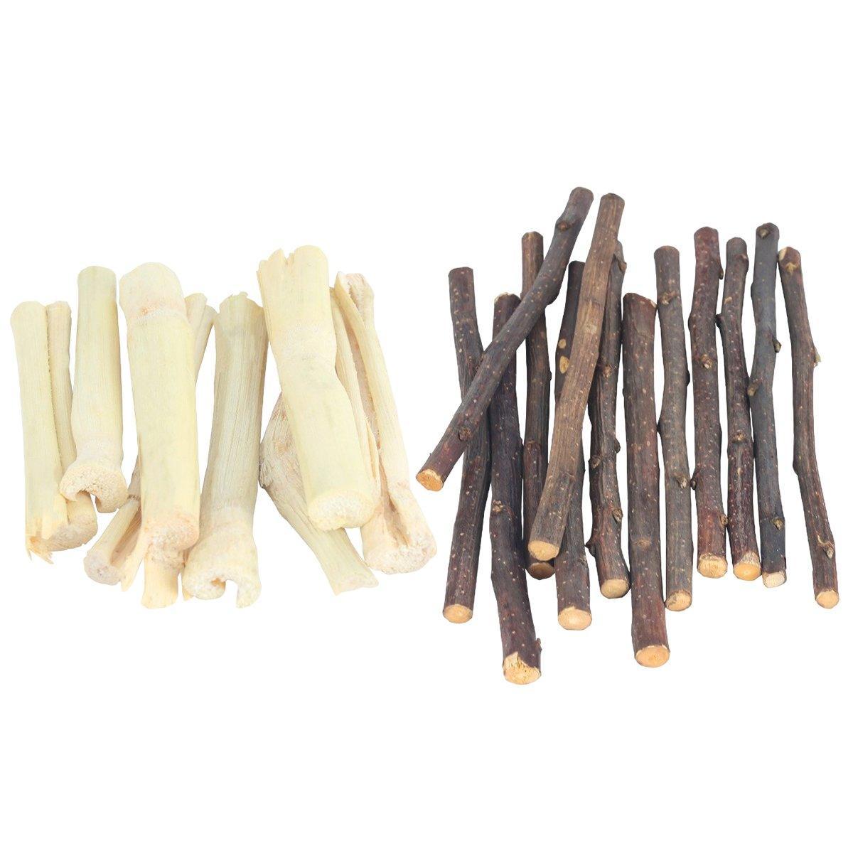 Natural Rabbit Molar Snacks Hamster Branches Sweet Bamboo Grinding Teeth Wood - White