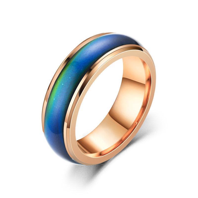 Mood Colour Changing Temperature Ring for Emotional Expression US Size 12 - Silver