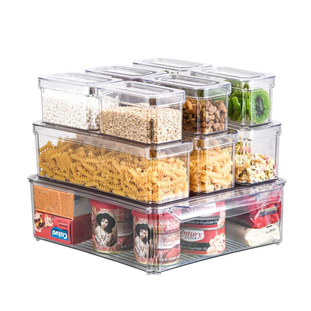 10PCS Clear PET Refrigerator Storage Box Food Grade Fruit Freezer Organizer Set