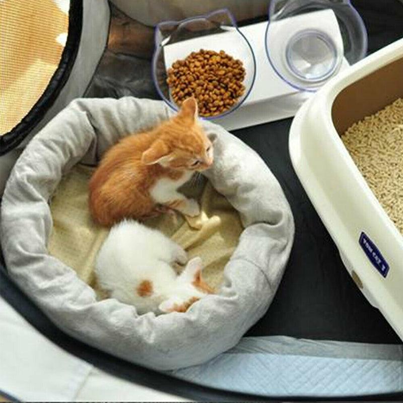 8 Panel Pet Tent Playpen Dog Cat Play Pen Bags Kennel Portable Puppy Crate - L (91X91X58CM)