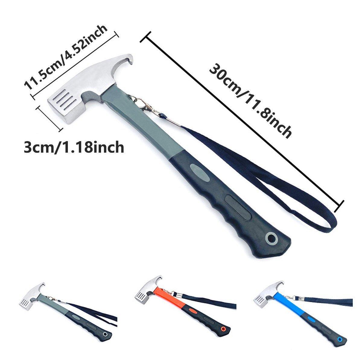 Outdoor Camping Hammer Tent Stake Puller Ground Hammer Heavy Duty Camping Tool - Blue
