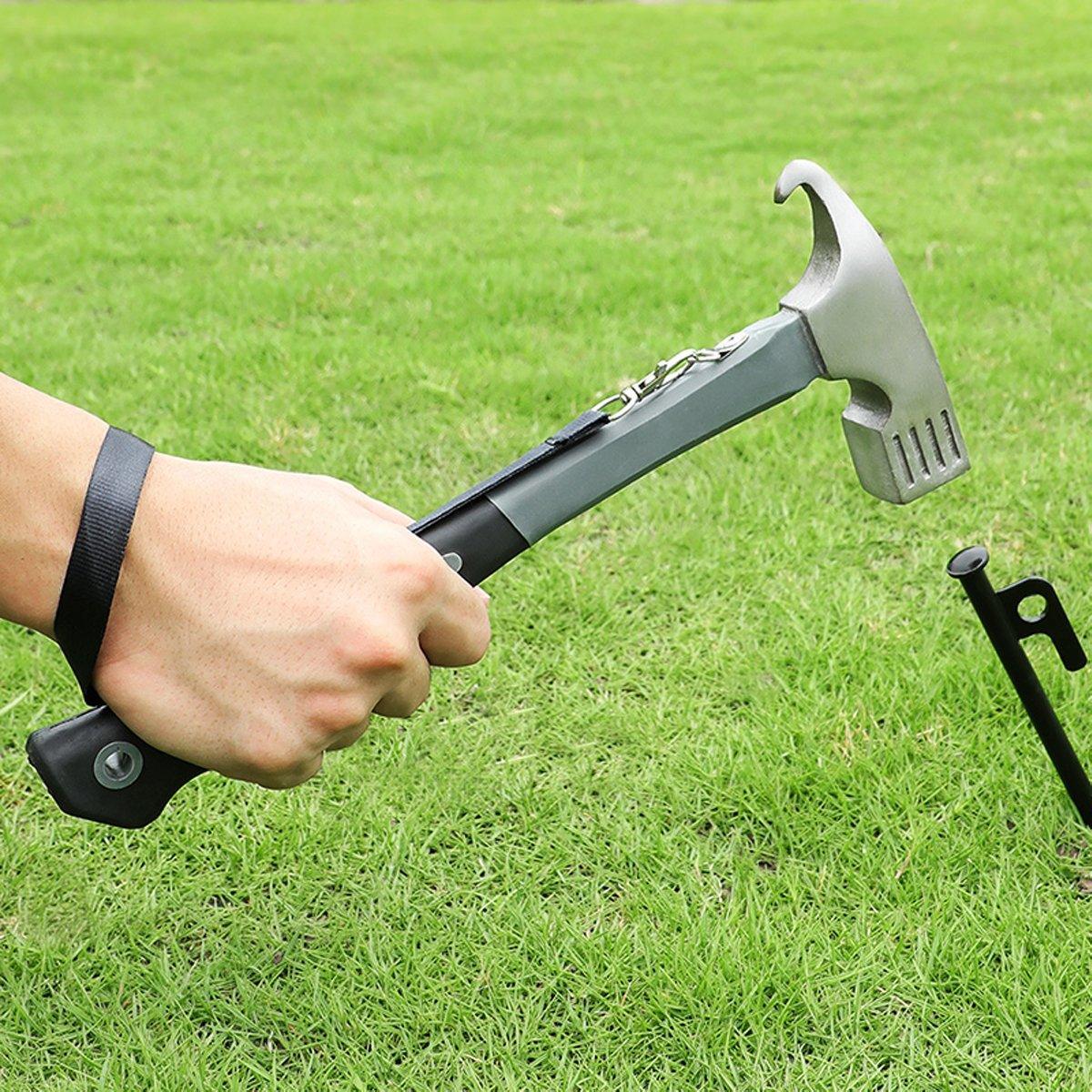 Outdoor Camping Hammer Tent Stake Puller Ground Hammer Heavy Duty Camping Tool - Grey