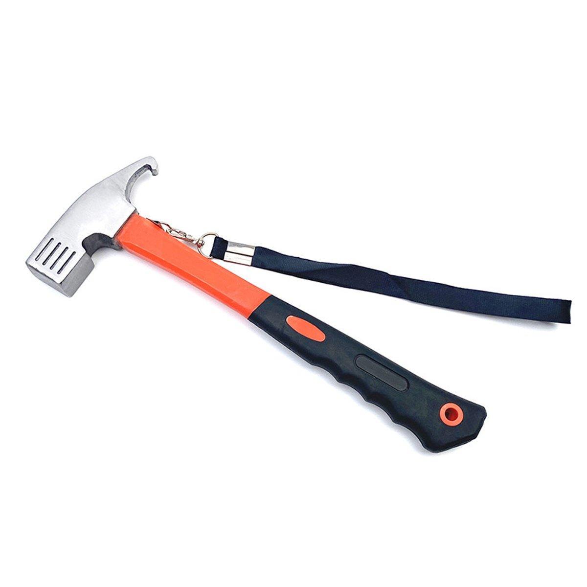 Outdoor Camping Hammer Tent Stake Puller Ground Hammer Heavy Duty Camping Tool - Orange