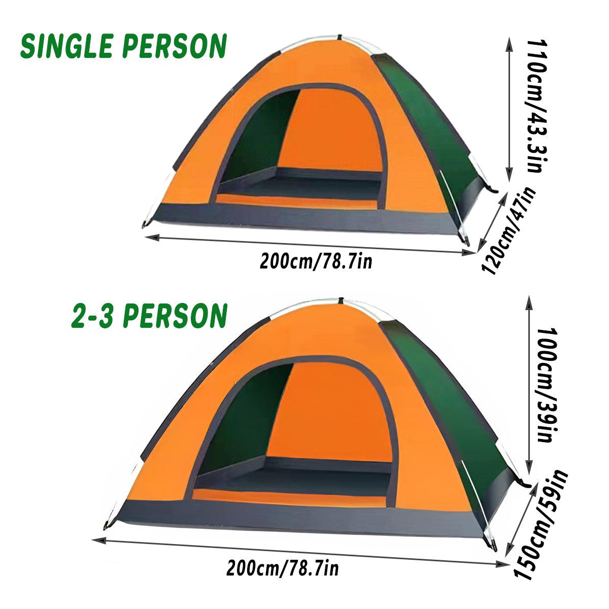 Outdoor Camping Tent Portable Sun Protection Lightweight Quick Setup Shelter - Blue 2-3 Person