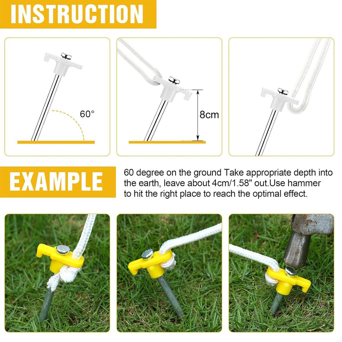 9PCS High Strength Carbon Steel Tent Stakes Outdoor Camping Pegs M8x200 Durable
