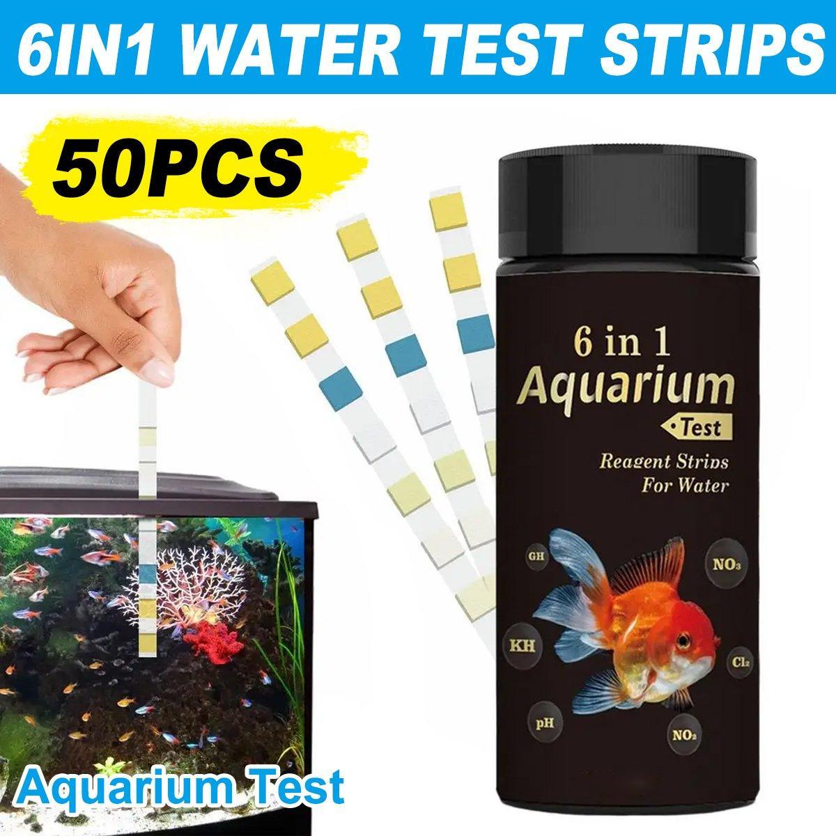 50pcs 6in1 Water Quality Test Strip for Fish Tank Aquarium Pool Accurate Testing