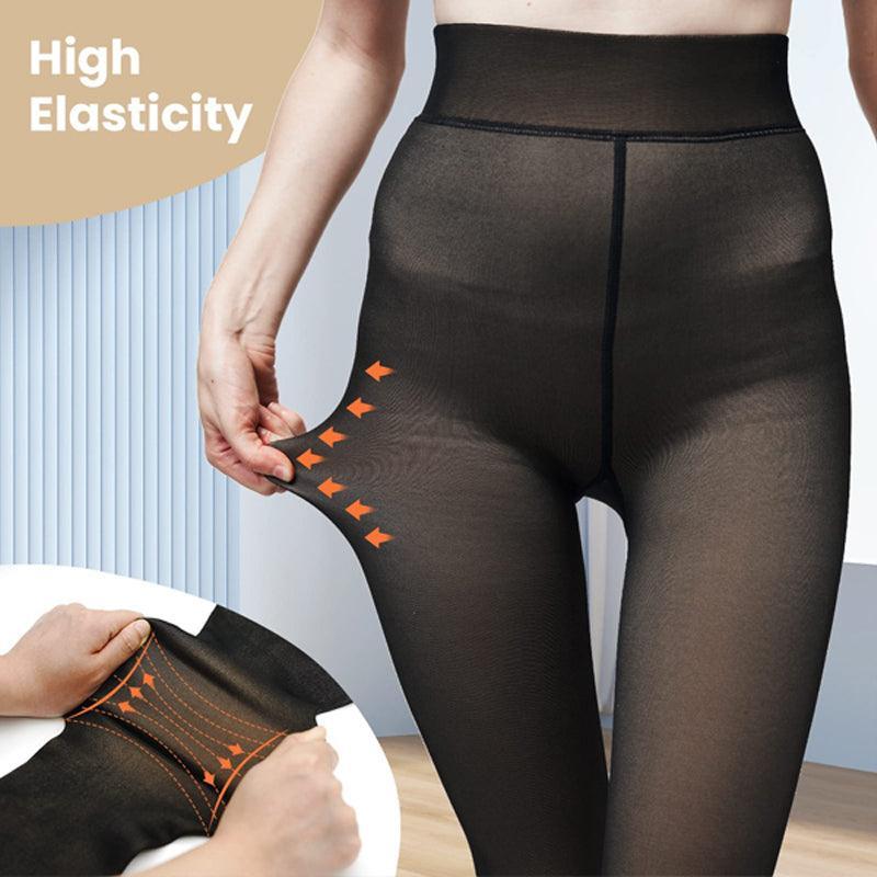 Womens Thermal Lined Translucent Pantyhose Winter Warm Fleece Tights Stockings - Coffee-220g