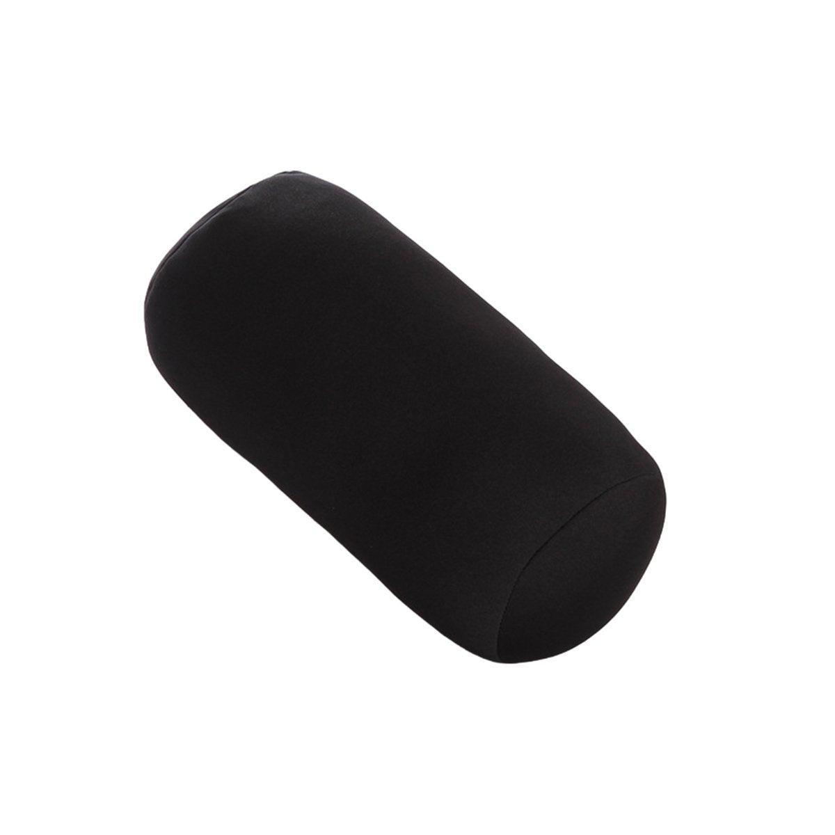 Solid Color Cylindrical Foam Particle Pillow Multi-Functional Neck Waist Support - Black