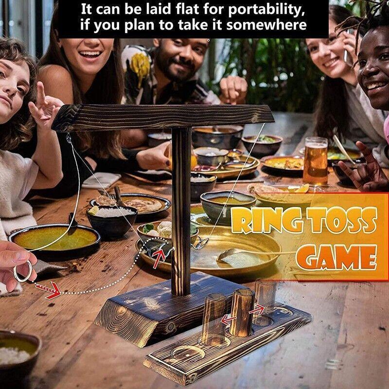 Wooden Hook And Ring Toss Game With Shot Ladder Table Toy Party Indoor/Outdoor