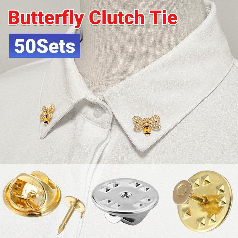 50 Sets Butterfly Clutch Tie Tacks Pin Back Replacement With Blank Cuff Pins - Gold
