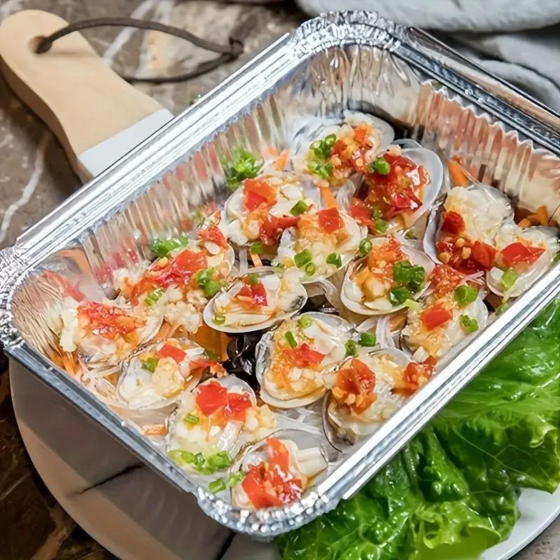 125PCS Disposable Quadrate Tin Foil Pans Oven Grill Safe Non-Stick Baking Trays - 125pcs-230ml