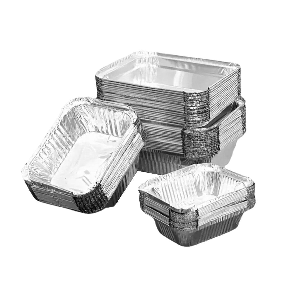 125PCS Disposable Quadrate Tin Foil Pans Oven Grill Safe Non-Stick Baking Trays - 125pcs-850ml
