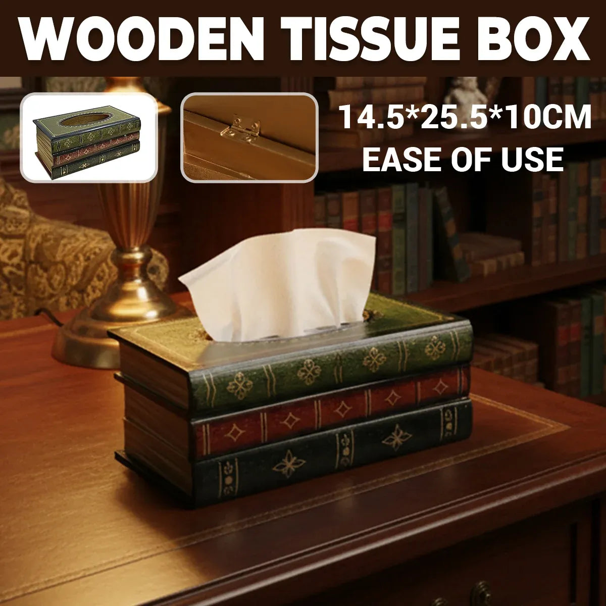 Book-Shaped Tissue Box 25.5 x 14.5 x 10 cm - 1 Piece