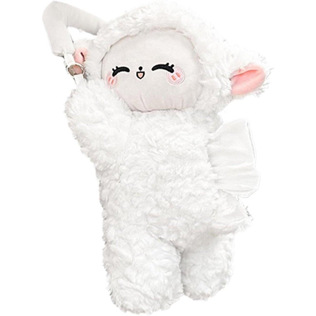 Car Tissue Box Multifunctional Hanging Drawer Box Cartoon Plush Sheep Design