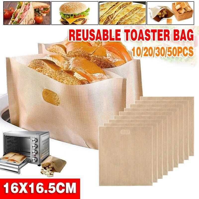 10-50Pcs Reusable Gluten-Free Toaster Bags for Sandwich Toasting - 10PCS