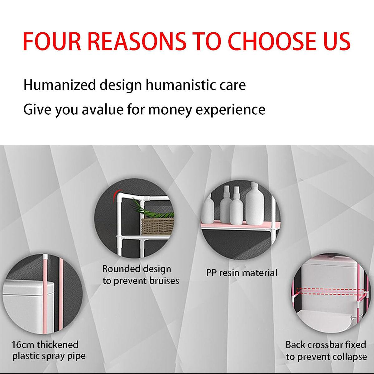 Bathroom Rack Over Toilet Washing Machine Shelf Storage Organizer Stand Unit - Black