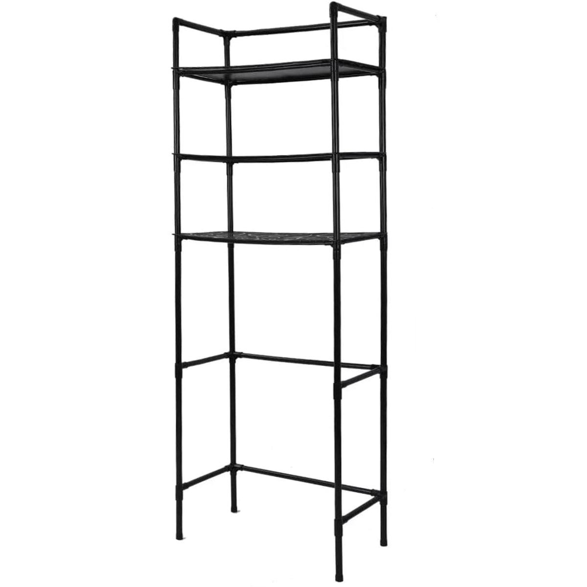 Bathroom Rack Over Toilet Washing Machine Shelf Storage Organizer Stand Unit - Black