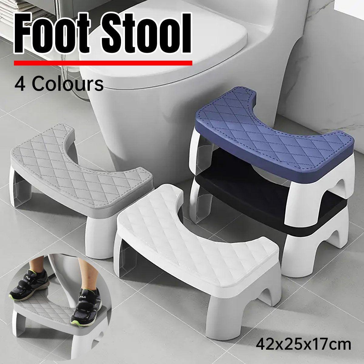 Toilet Stool Anti-Slip Bathroom Footstool for Home Use with Stable Support Design - White