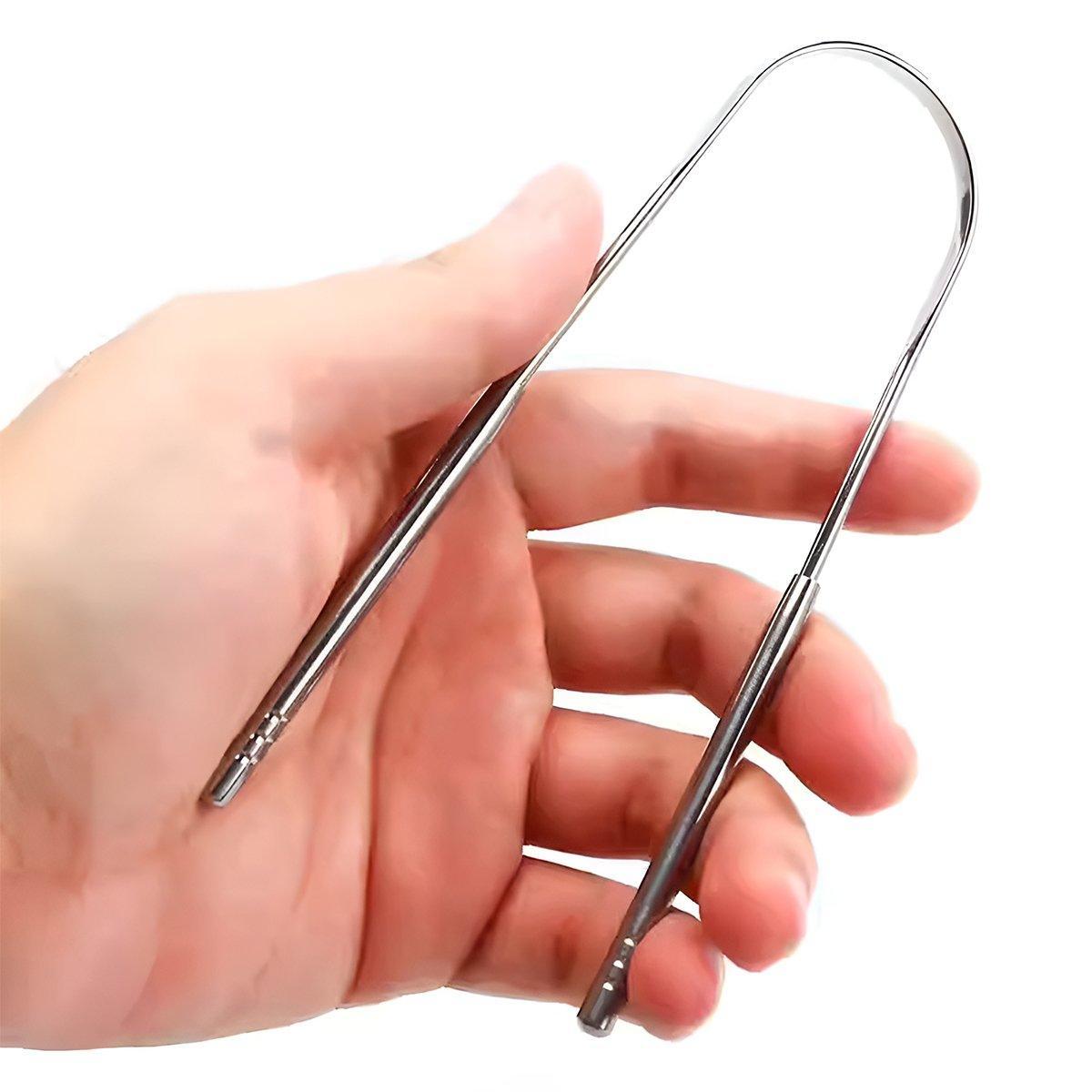 2pcs Stainless Steel Tongue Scraper Oral Tools Tongue Coating Cleaner Device