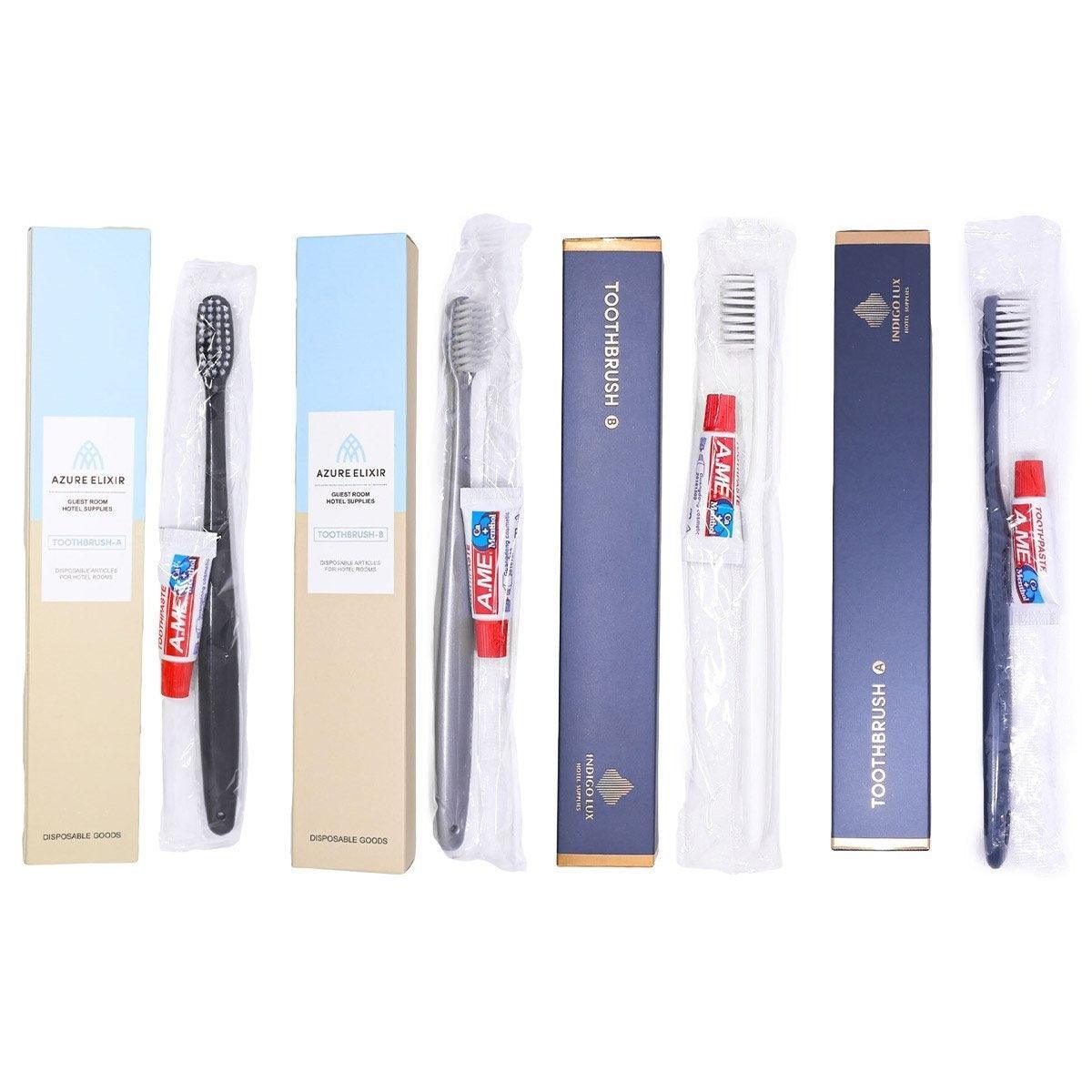 Star Hotel Toiletries Toothbrush and Toothpaste Set for Guesthouse Travel Use - A