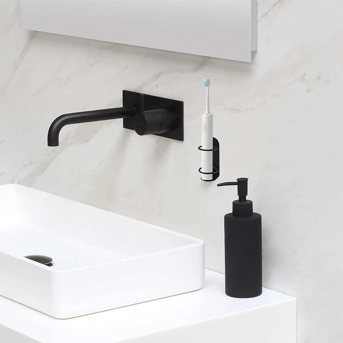 2-Piece Black Wall-Mounted Toothbrush Holder Set