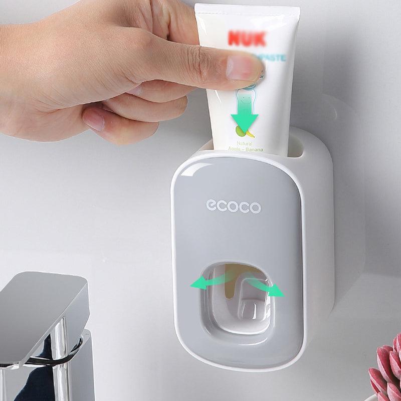Ecoco Wall Mount Auto Ands Free Toothpaste Dispenser Automatic Toothpaste Squeez - Black