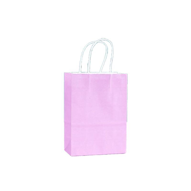 20pcs Small Kraft Paper Gift Bags with Handles for Shopping Party Favour - Pink