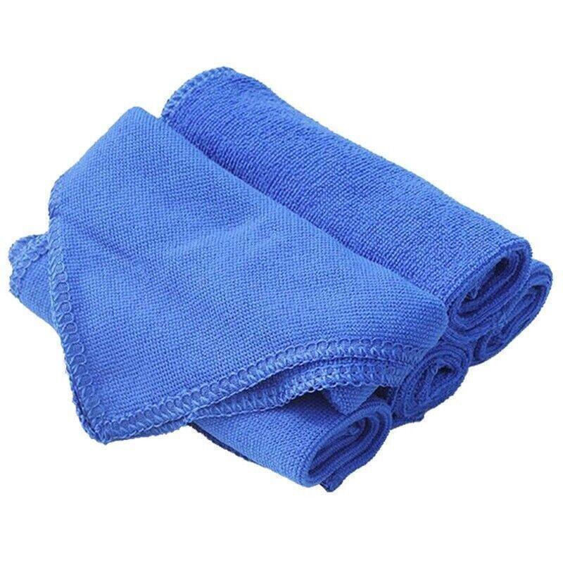 50PCS Blue Microfibre Car Cleaning Cloths 30x30cm Wash Dry Polish Towel Set