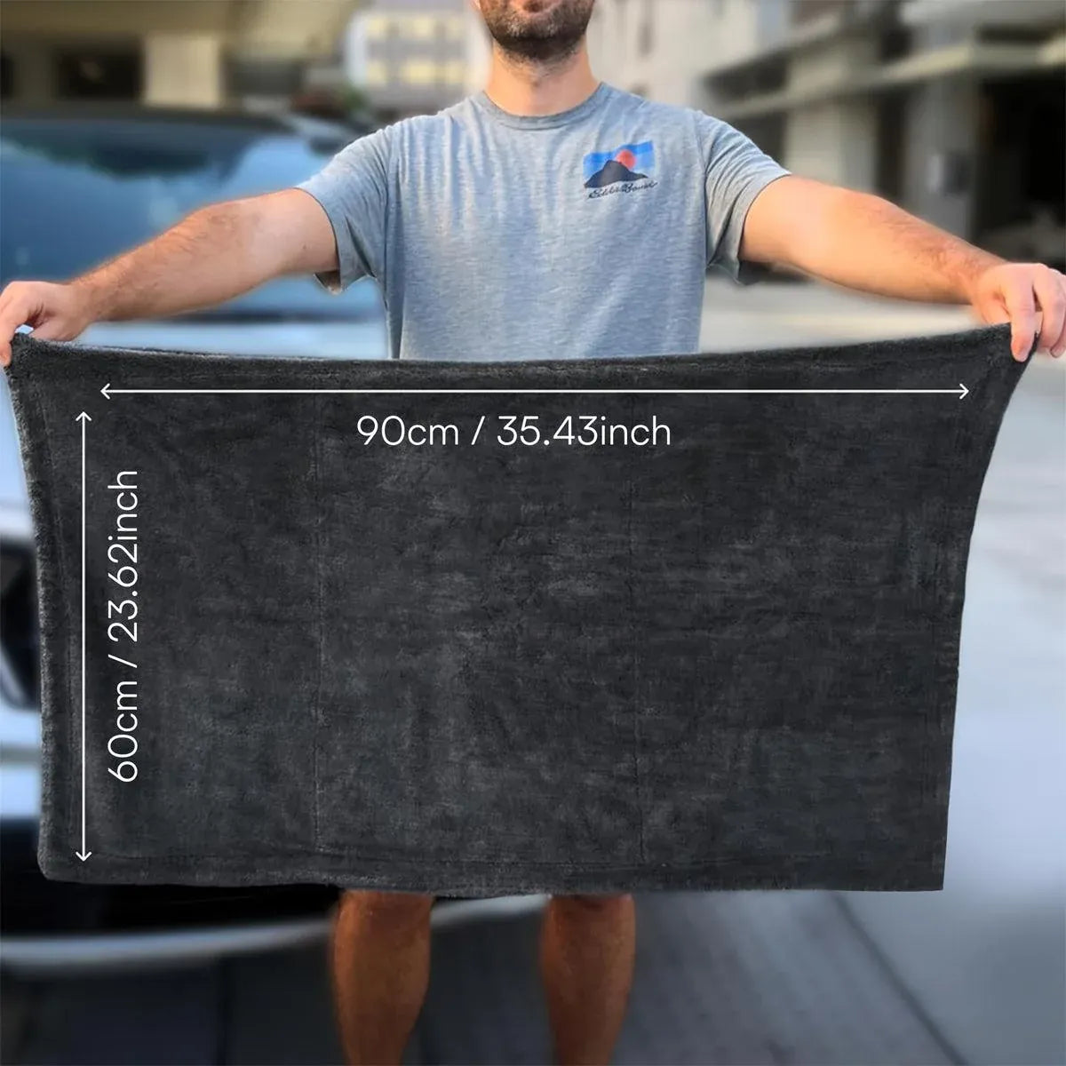 1-Piece 90 x 60 cm Twisted-Weave Car Drying Towel, Grey