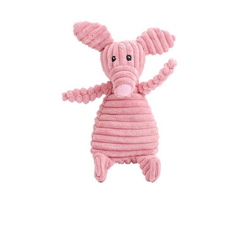 Squeaky Dog Toys Puppy Pet Chew Rope Squeaker Crinkle Rope Plush Toy Teething Au - Light Pink Rabbit