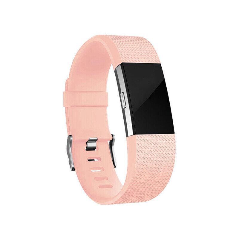 L Size Silicone Watch Wrist Sports Strap For Fitbit Charge Band Wristband Replacement - Light Pink