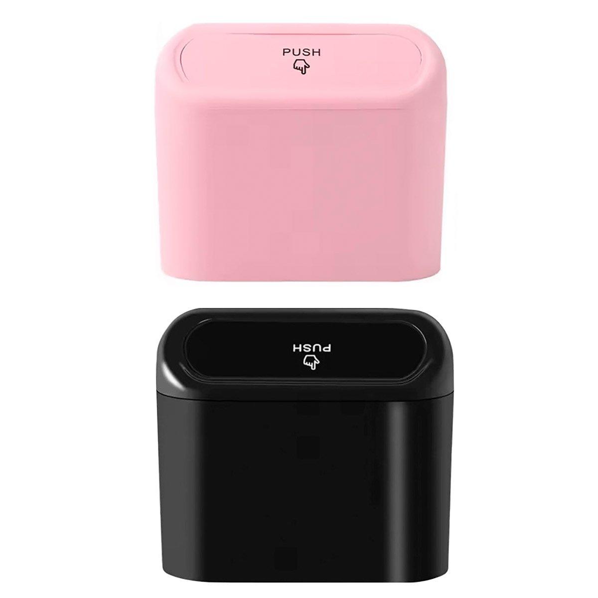 Car Wastebasket Door Mounted Multifunctional Storage Box Trash Bin Organizer - Pink