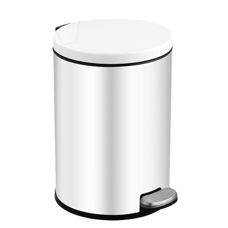 Trash Can Double Layer Foot Pedal Design with Lid Household Bin Kitchen Bathroom - White