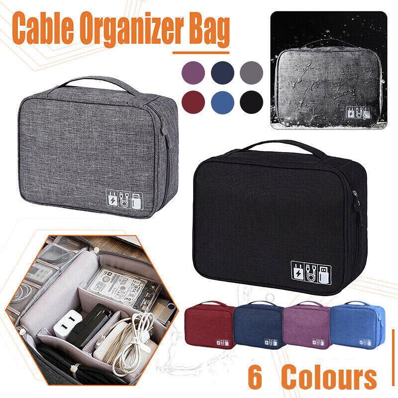 Cable Organizer Bag Charger Usb Electronic Accessories Storage Travel Case Au - Purple