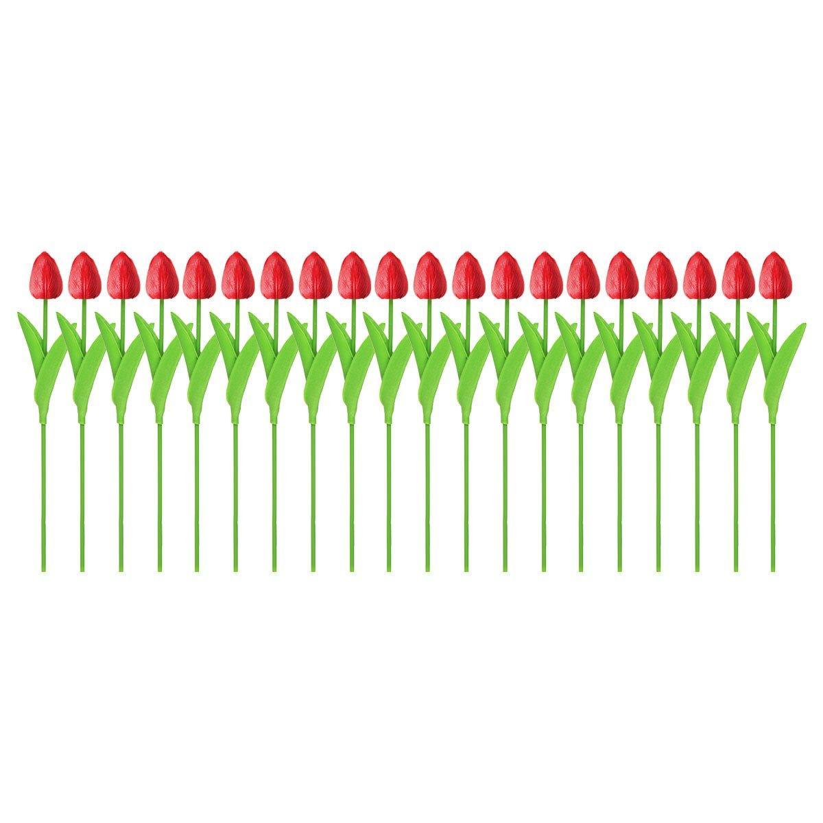 20PCS Real Touch Artificial Tulip Bouquet Fake Flowers for Home Wedding Decor - Pink