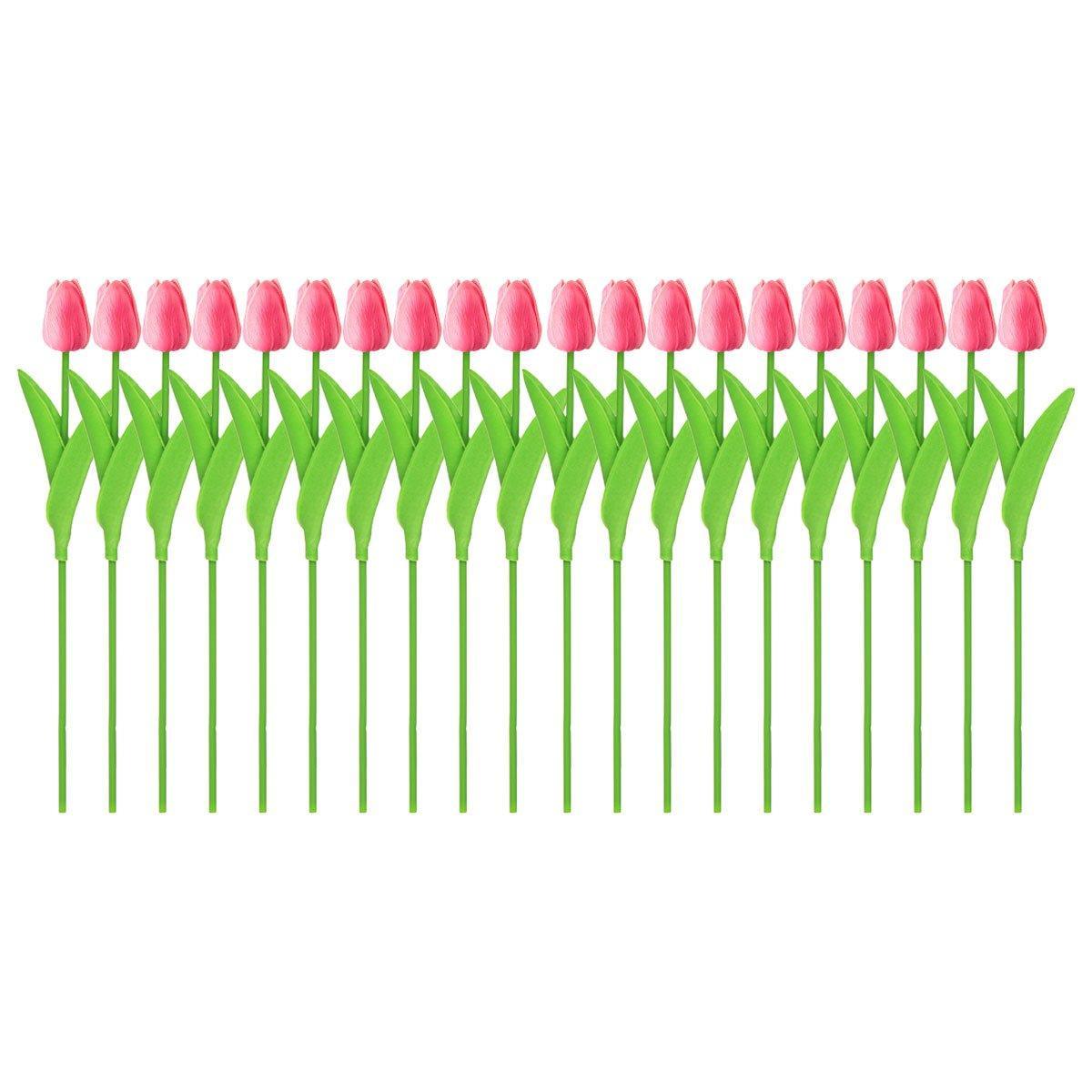 20PCS Real Touch Artificial Tulip Bouquet Fake Flowers for Home Wedding Decor - Yellow