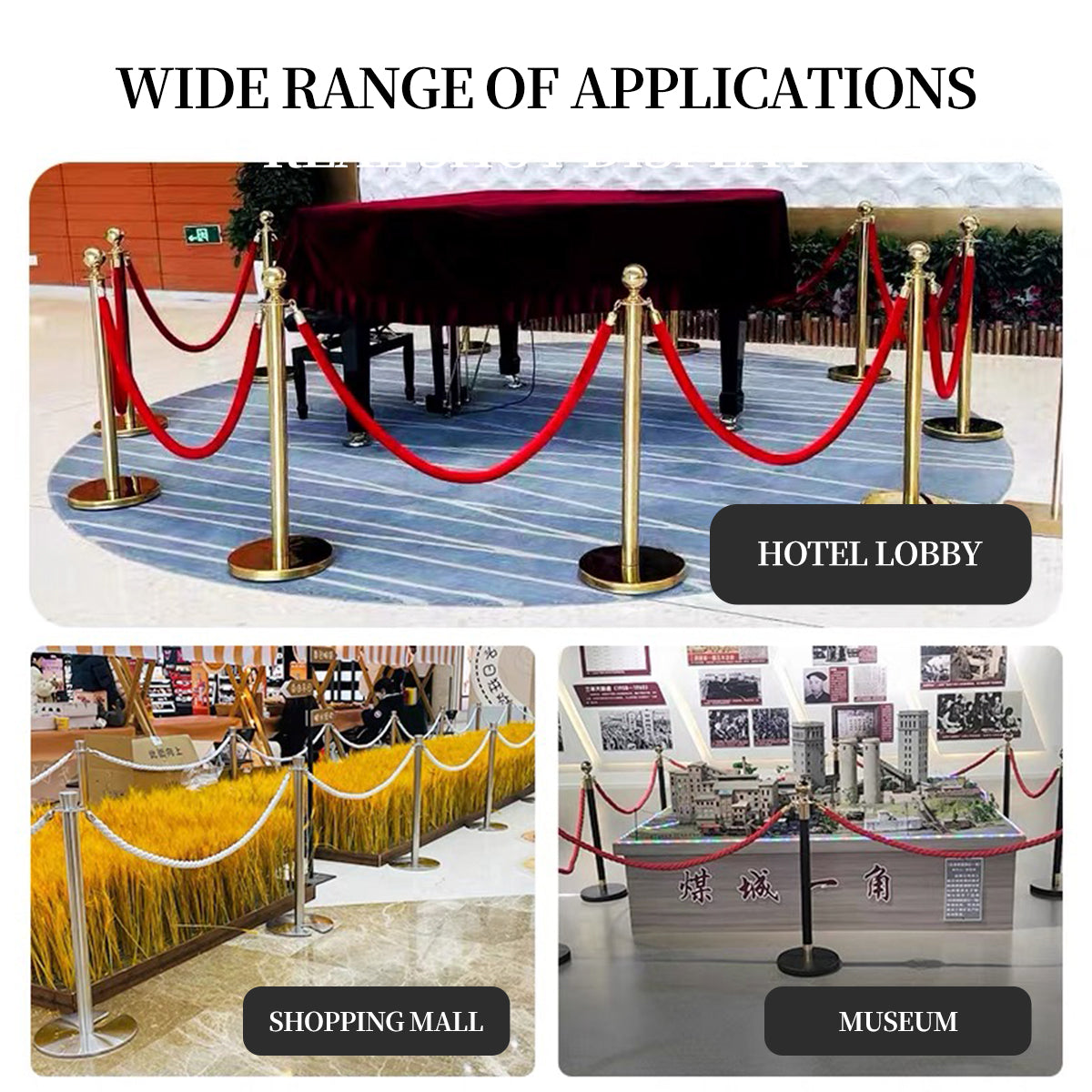 Barrier Warning Line 15M Welcome Pole Isolation Railing Guardrail Expandable - Red