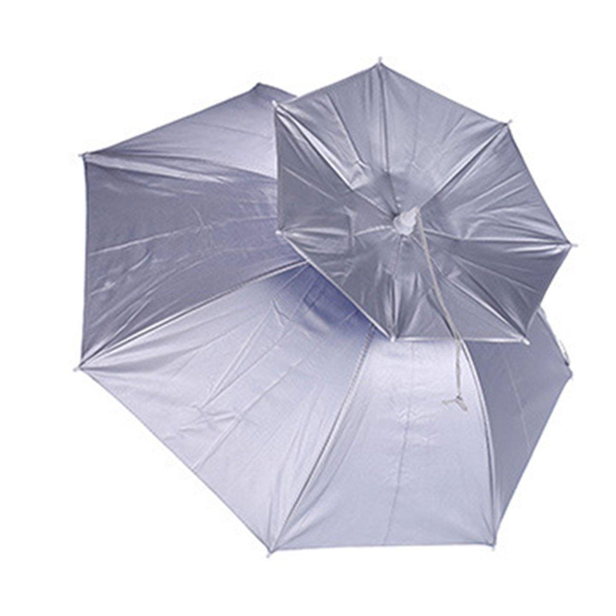 2-Layer Outdoor Foldable Sun Umbrella Hat Fishing Camping Headwear Cap Head Hat - Silver