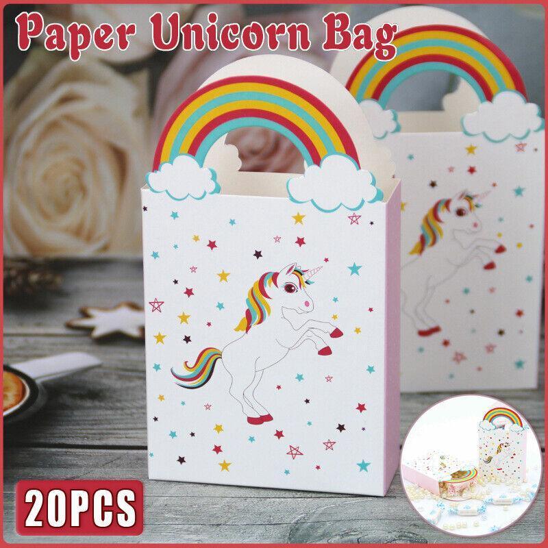 20PCS Unicorn Treat Paper Bags Candy Favour Boxes for Birthday Party 8x14cm