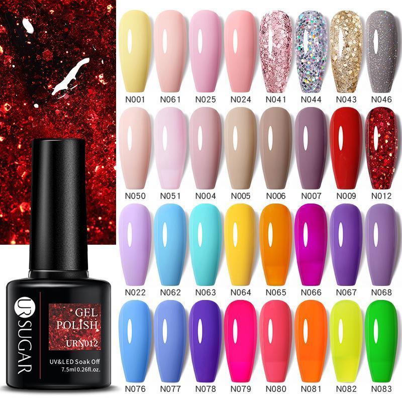 Color Glitter Nail Gel Polish UV LED Varnish Soak Off Manicure Top & Base Coat - UR-75