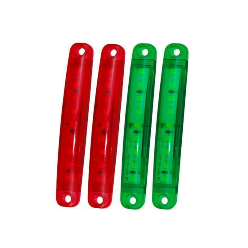 4PCS Marine LED Navigation Strip Lights Red and Green Waterproof 12–24V Compatible