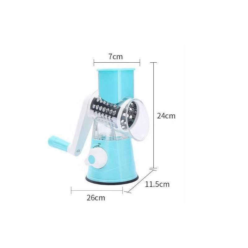 Kitchen Vegetable Fruit Slicer Cutter Shredder Food Manual Rotary Grater Chopper - Blue