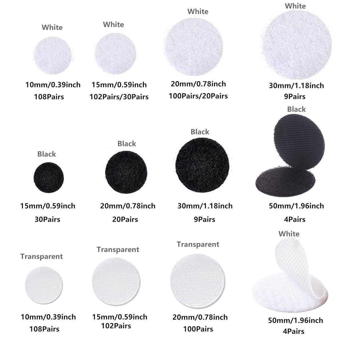 Strong Sticky Round Self Adhesive Dots DIY Bond Tape No Mark Fasteners - Black 4 Pairs - 50mm