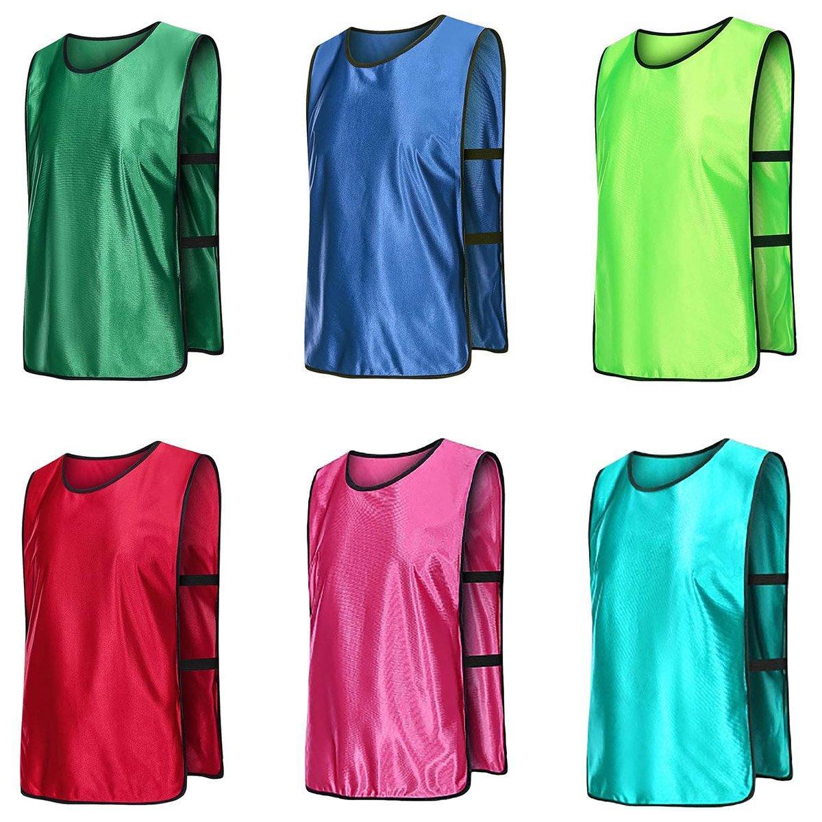 6X Sports Training Bibs Soccer Vests Group Team Bibs Basketball Cricket Football - GrassGreen-M