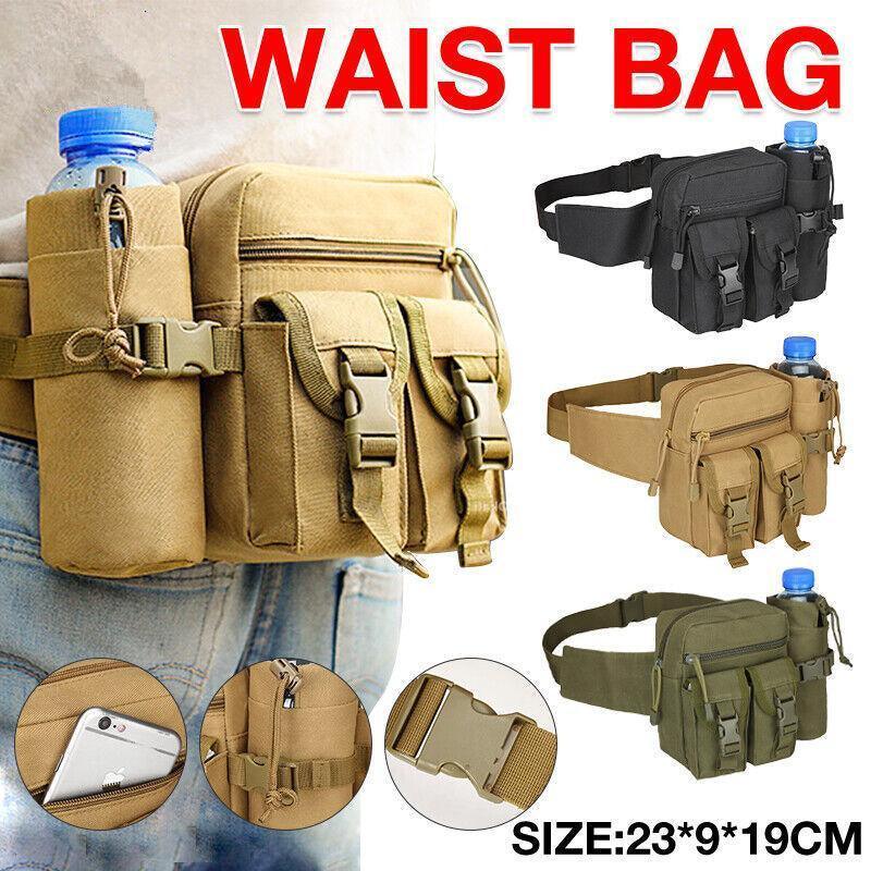 Tactical Waist Bag Belt Military Fanny Pack Pouches Buckle Men Bum Utility - Army Green