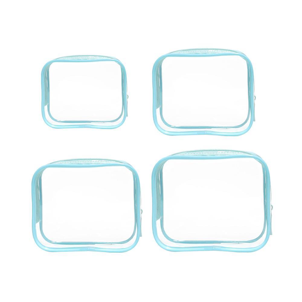 4pcs Durable PVC Cosmetic Bags Easy to Clean Multiple Sizes and Colours 9 Shades - 4pcs-Green