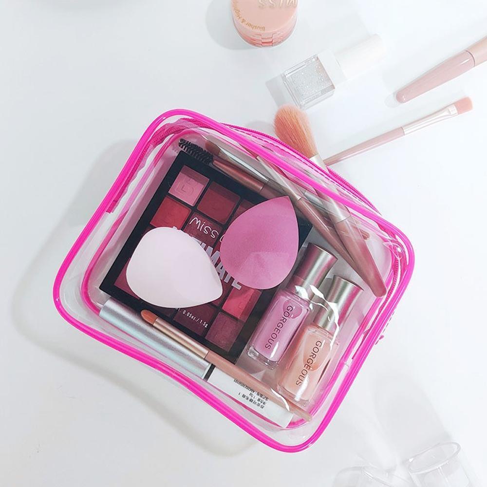 4pcs Durable PVC Cosmetic Bags Easy to Clean Multiple Sizes and Colours 9 Shades - 4pcs-White