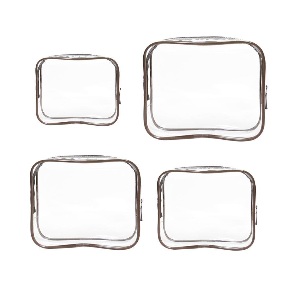 4pcs Durable PVC Cosmetic Bags Easy to Clean Multiple Sizes and Colours 9 Shades - 4pcs-Yellow