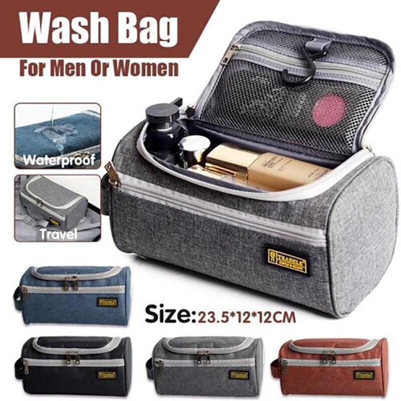 Large Capacity Men Travel Toiletry Kit Wash Bag Waterproof Cosmetic Bags Holder - Brick Red